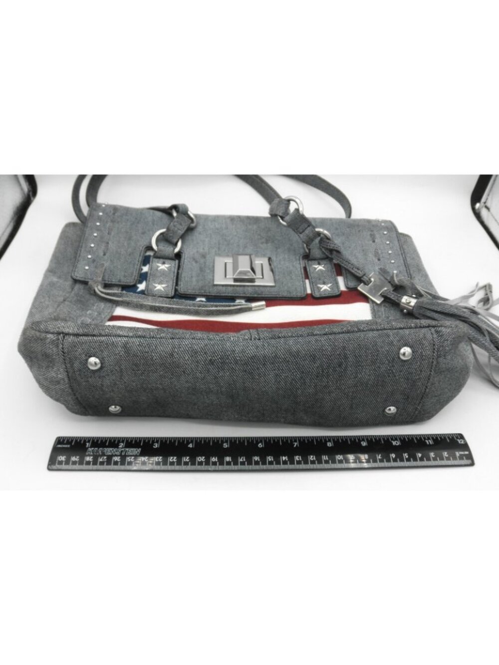 Aimee Kestenberg Hope for Warriors U.S.A. Flag Denim Shoulder Bag NEEDS WASHING! - Picture 4 of 16
